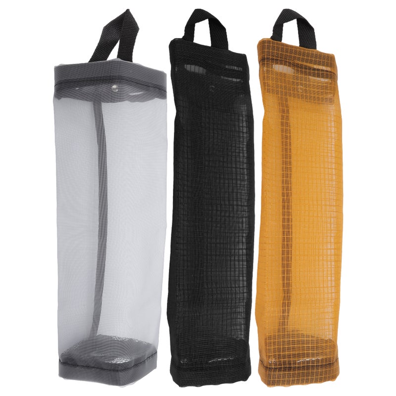 Grocery Bag Holder Large Capacity Durable Polyester Transparent Space Saving Trash Bag Holder for Home Kitchen Yellow - Image 1