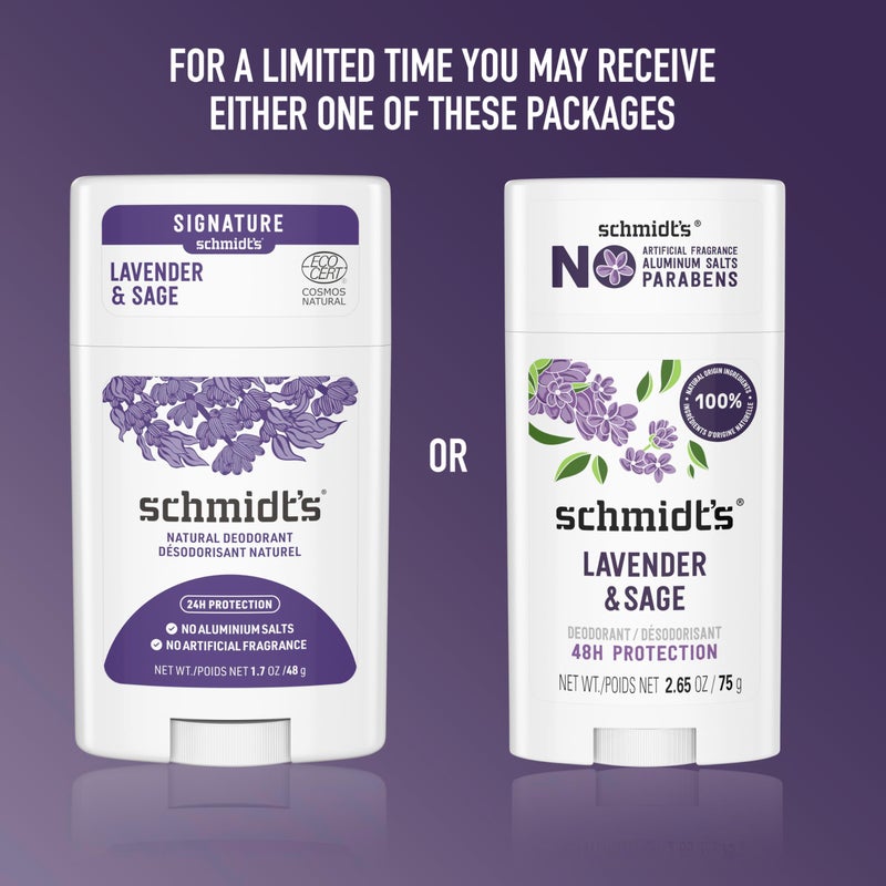 Schmidt's Aluminum-Free Vegan Deodorant Lavender & Sage with 24 Hour Odor Protection, 2 Count for Women and Men, Natural Ingredients, Cruelty-Free, 2.65 oz - Image 3