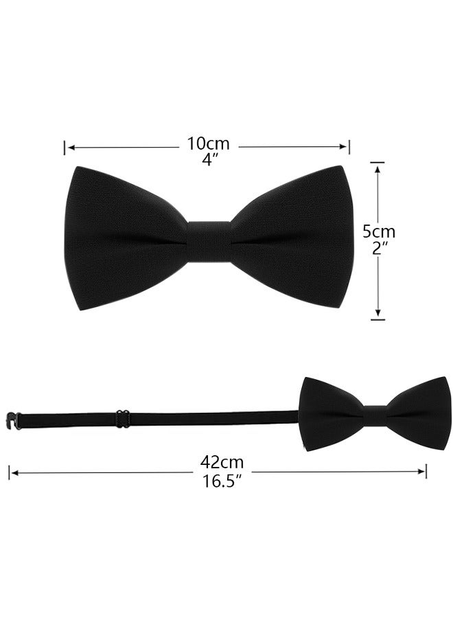 4 Pack Kids Pre-Tied Bow Ties Classic Solid Color Polyester Slik Bow Tie Adjustable Neck Bowtie for Kids Wedding Party - Image 3