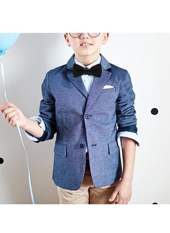 4 Pack Kids Pre-Tied Bow Ties Classic Solid Color Polyester Slik Bow Tie Adjustable Neck Bowtie for Kids Wedding Party - Image 5