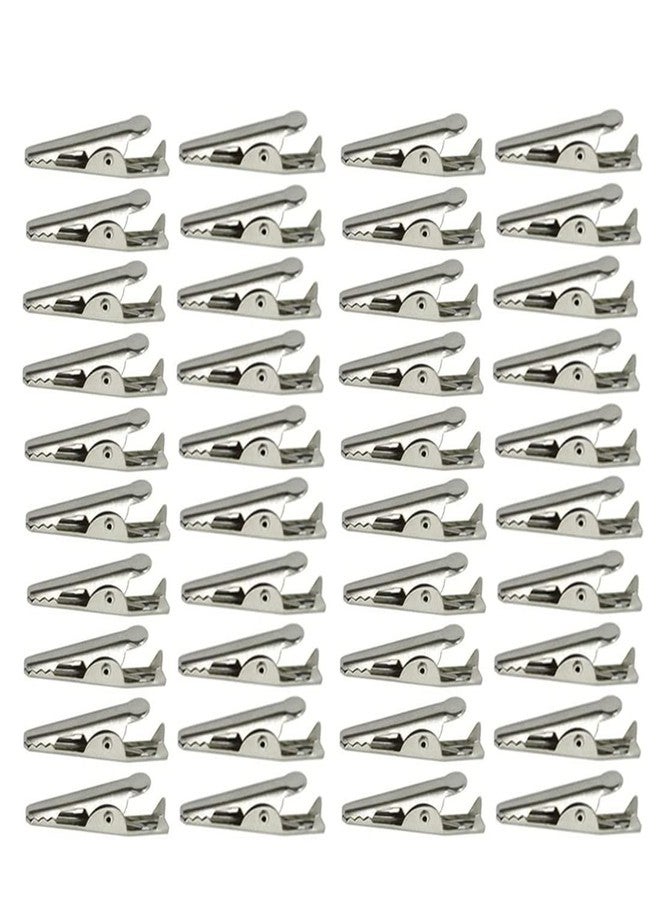 bnafes مشابك تمساح من bnafes مقاس 35 مم/1.38 بوصة، مشابك تمساح اختبارية بلون فضي - (40 قطعة) - Image 1