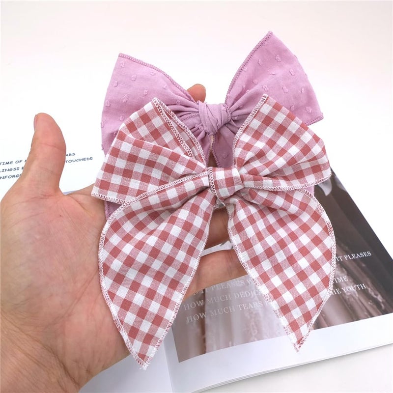 Sugarmelon Pack of 4 Gorgeous Fable Bow Hair Clips for Girls Women Linen Hair Bow Alligator Clips Toddler Baby Mom Young Girl Hair Accessories (Blush/Mauve) - Image 4