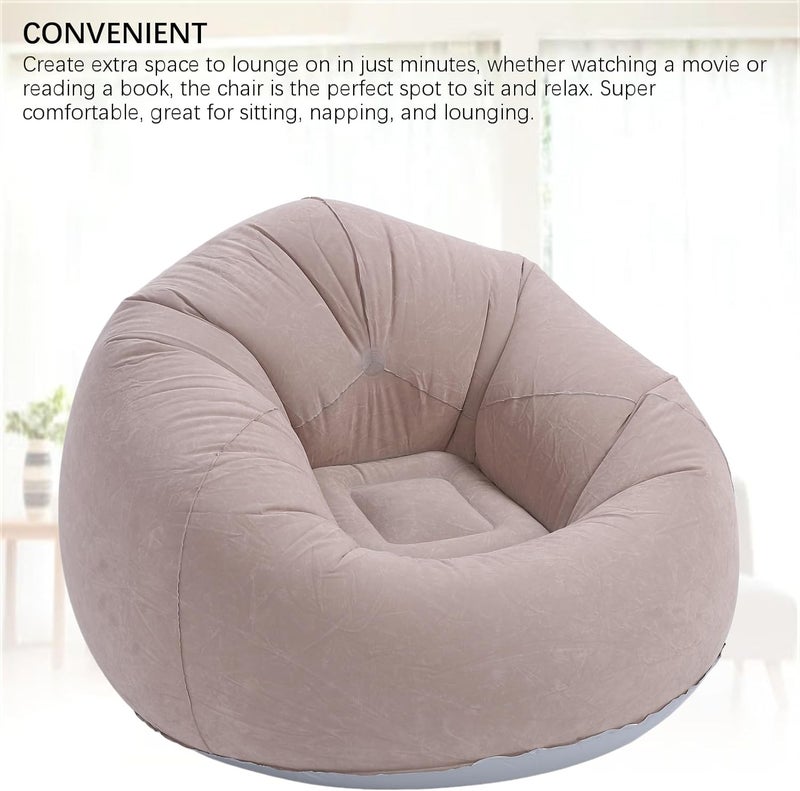 Tnfeeon Inflatable Chairs Large Lounge Chair Bean Bags Indoor Outdoor Inflatable Deluxe Lounge Chair Inflating Furniture Boho Room Decor Gray - Image 5