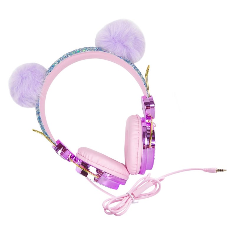 Glitter Rhinestone Decor Over Ear Headphones with Mic for Boys and Girls School Supplies - Image 2