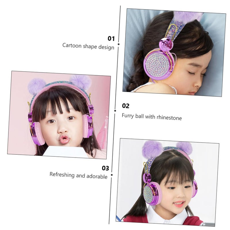 Glitter Rhinestone Decor Over Ear Headphones with Mic for Boys and Girls School Supplies - Image 3