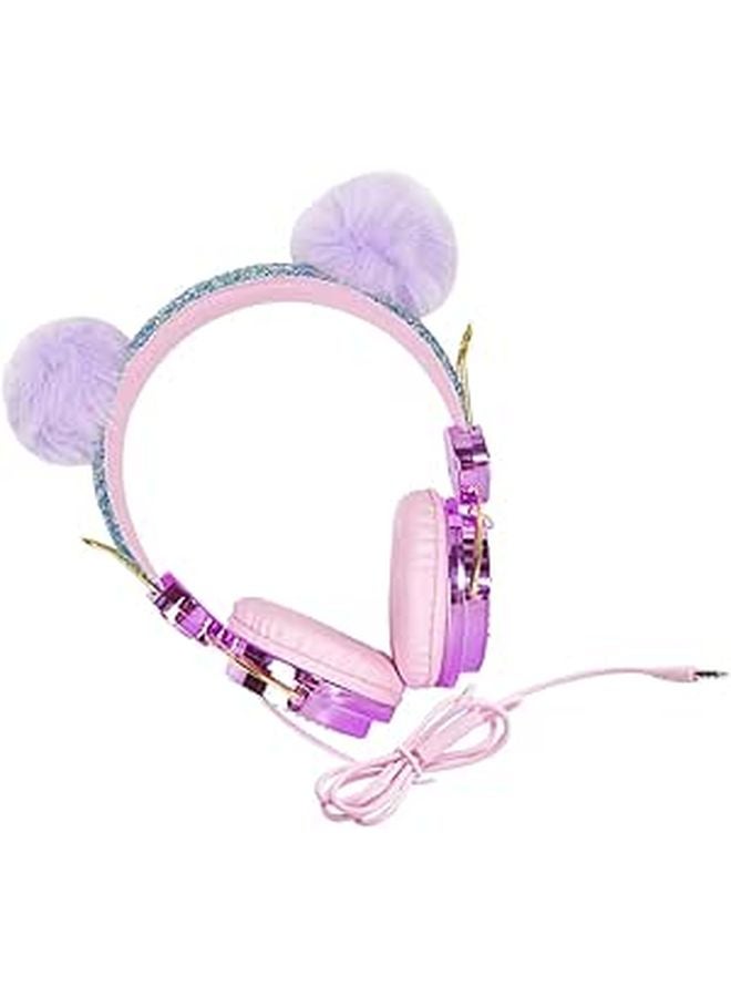 Glitter Rhinestone Decor Over Ear Headphones with Mic for Boys and Girls School Supplies - Image 1
