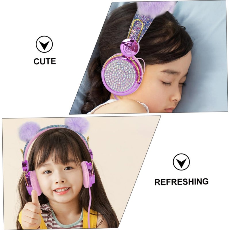 Glitter Rhinestone Decor Over Ear Headphones with Mic for Boys and Girls School Supplies - Image 4