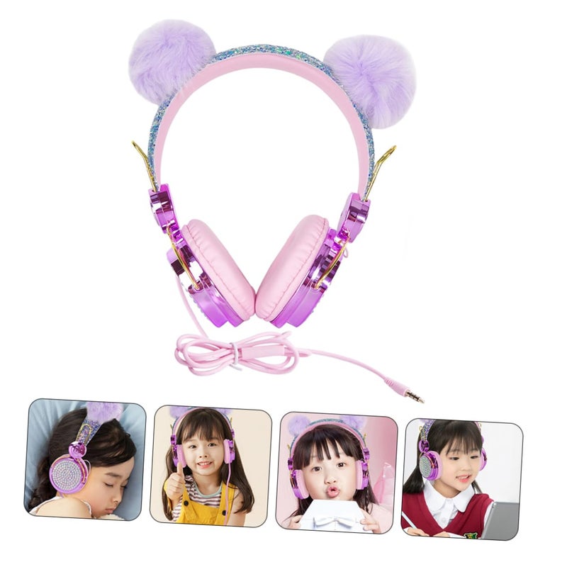Glitter Rhinestone Decor Over Ear Headphones with Mic for Boys and Girls School Supplies - Image 5