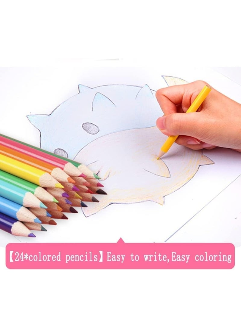 سناجل مجموعة رسم للأطفال مكونة من 208 قطعة، مجموعة لوازم فنية مع أقلام الباستيل الزيتية، وأقلام التلوين، وأقلام الرصاص الملونة، وأقلام التحديد، ولوح الرسم القابل للطي، هدية مثالية للبنات والأولاد - Image 3