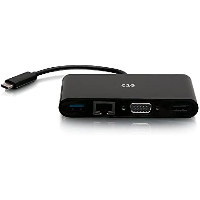C2G محول USB-C إلى HDMI VGA RJ45 - أبيض متوافق مع ماك بوك برو/إير، آيباد برو/إير، جالاكسي، سيرفيس برو، XPS، إلخ. - Image 2