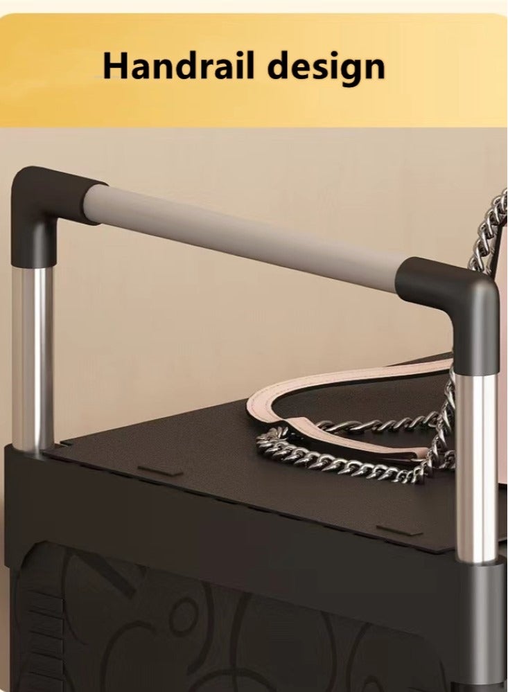 Kutis 1-Piece 4 Tiers Simple Shoe Rack Assembly Shoe Rack Storage Organizer Steel Pipe PP Black 63x28x100 Centimeter - Image 4