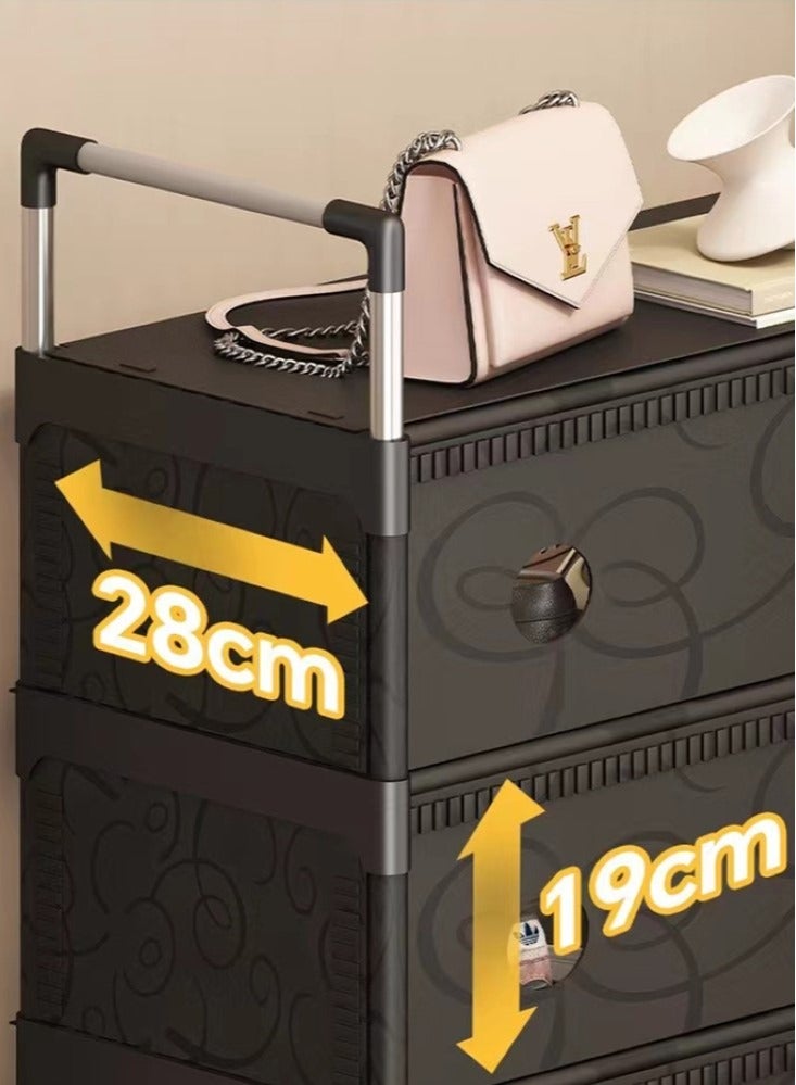 Kutis 1-Piece 4 Tiers Simple Shoe Rack Assembly Shoe Rack Storage Organizer Steel Pipe PP Black 63x28x100 Centimeter - Image 5