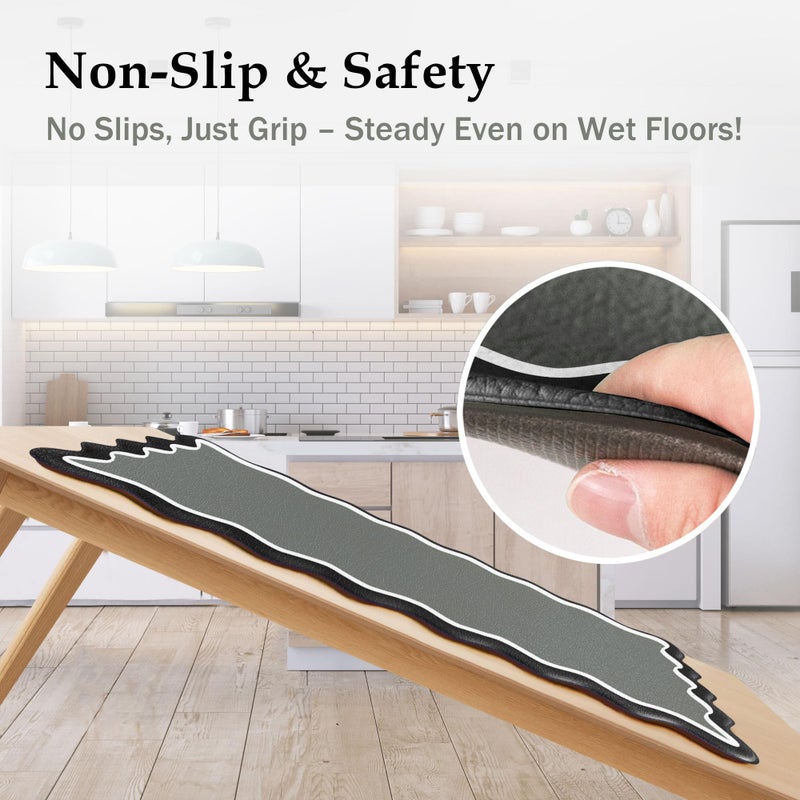 Arenarug Scalloped Black Gray Kitchen Mats Rugs Sets of 2 Cushioned Anti Fatigue Floor Mat Waterproof Kitchen Rugs Non Slip Foam Comfort Standing Mat for Sink Laundry - Image 4