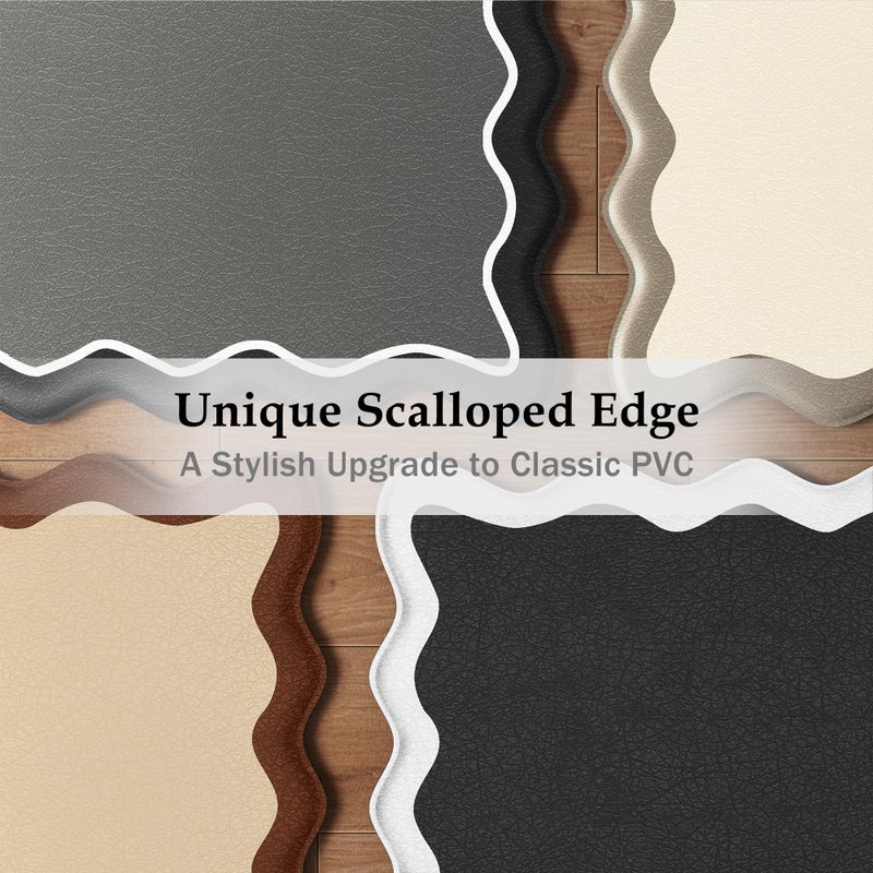 Arenarug Scalloped Black Gray Kitchen Mats Rugs Sets of 2 Cushioned Anti Fatigue Floor Mat Waterproof Kitchen Rugs Non Slip Foam Comfort Standing Mat for Sink Laundry - Image 2