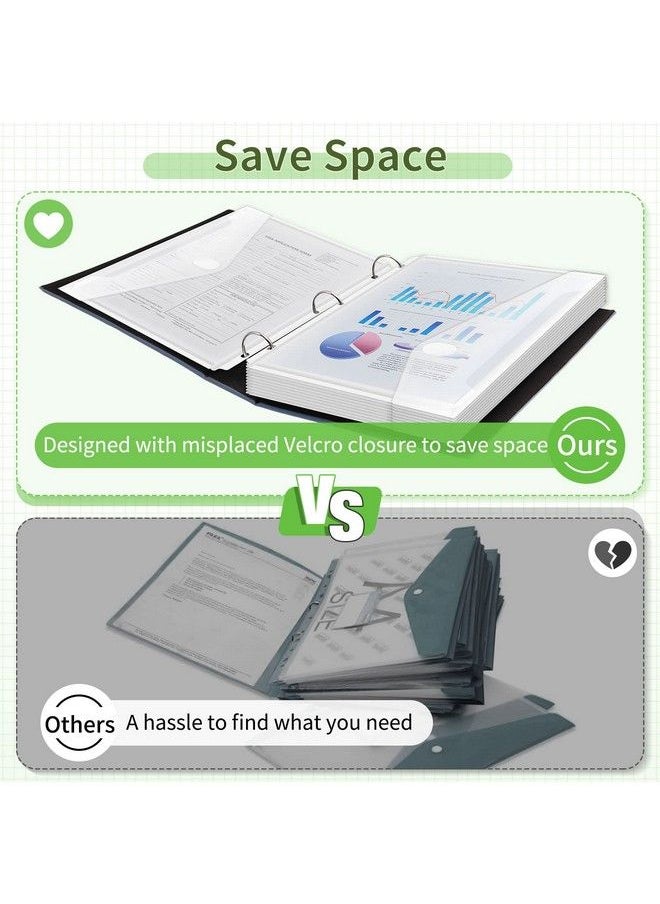 Sooez 30Pack Binder Folders With Spacesaving Closure Super Heavyweight Binder Pockets For 3 Ring Binder High Capacity Clear Binder Pouch Side Loading 3 Ring Folders With Pockets Letter Size  - Image 3