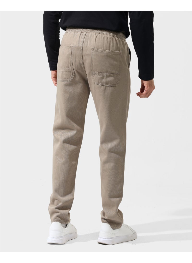 Dott Men's Drawstring Straight Fit Gabardine Pants - Image 4