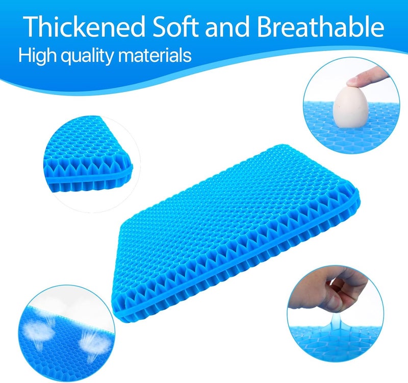 Hvllyan Gel Seat Cushion for Long Sitting - Thick & Extra Large, Breathable Gel Cushion for Wheelchair, Office Chair, and Car Seat - Image 3
