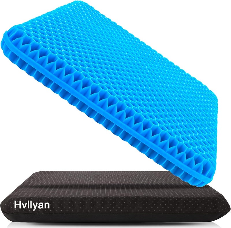 Hvllyan Gel Seat Cushion for Long Sitting - Thick & Extra Large, Breathable Gel Cushion for Wheelchair, Office Chair, and Car Seat - Image 1