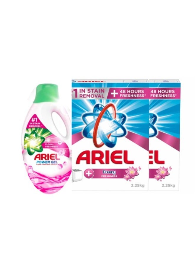 Ariel Detergent Automatic, 2 x 2.25 kg + Gel 1L