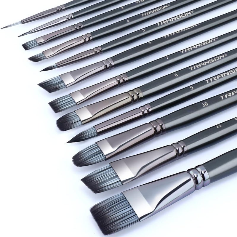 Transon Artist Paint Brush Set of 12 for Watercolor Acrylic Gouache Oil and Tempera Painting - Image 4