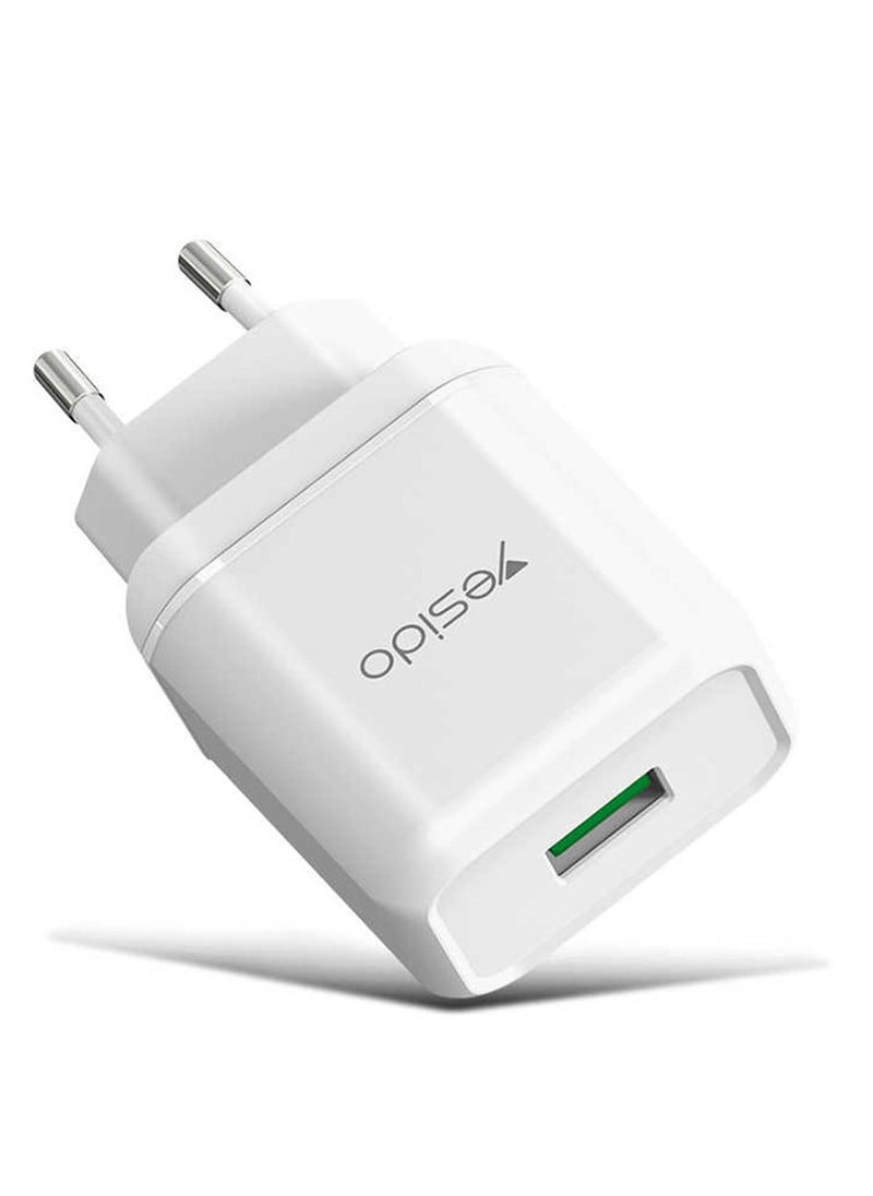 Yesido Yesido YC22 QC Fast Charger Universal Travel Smartphone Adapter Plug Portable Mobile Phone USB Charger In Stock - White  - Image 2