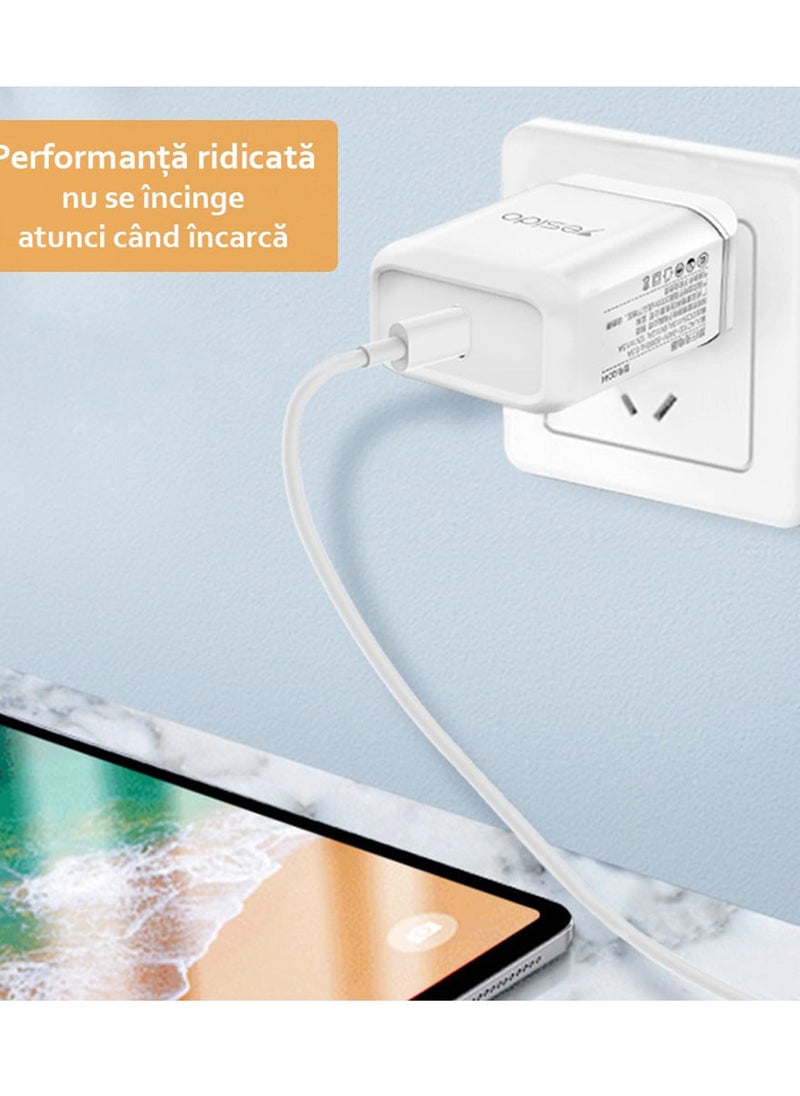Yesido Yesido YC22 QC Fast Charger Universal Travel Smartphone Adapter Plug Portable Mobile Phone USB Charger In Stock - White  - Image 3