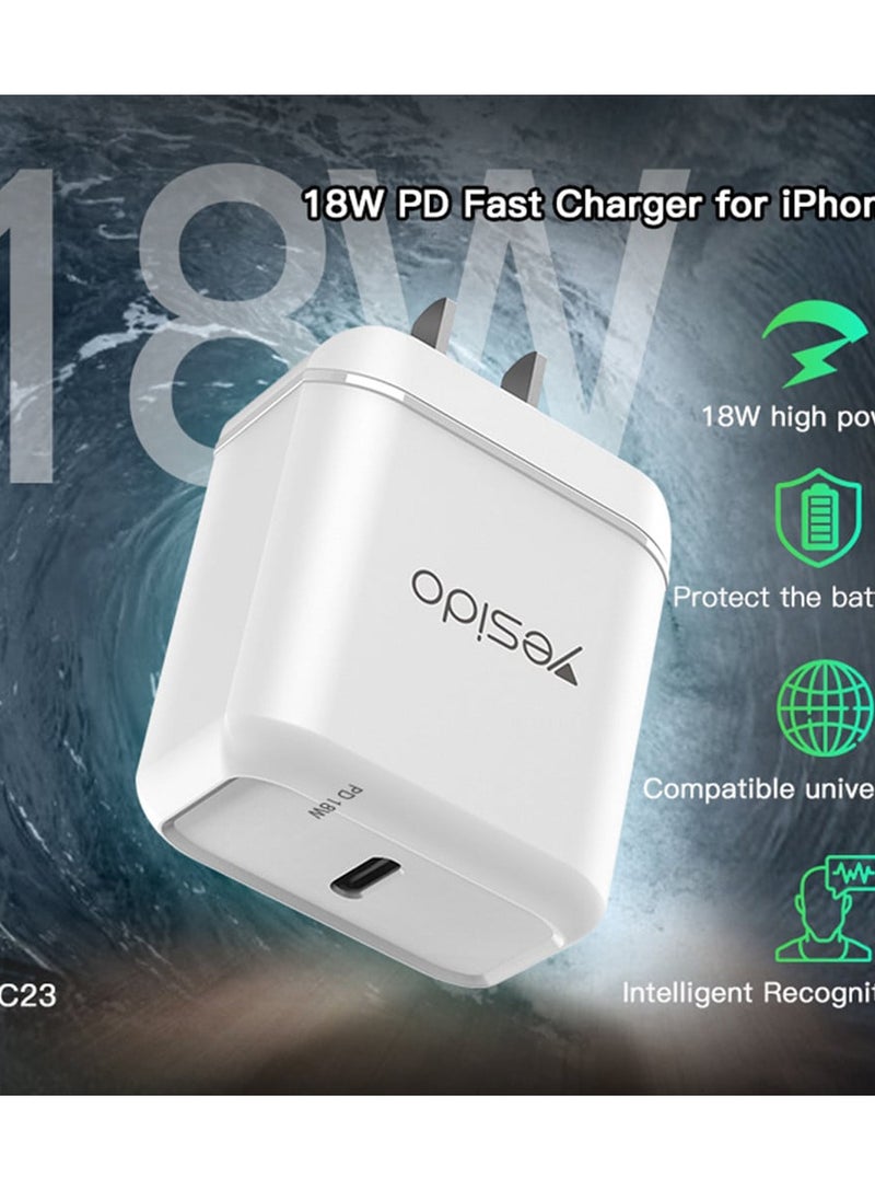 Yesido Yesido YC22 QC Fast Charger Universal Travel Smartphone Adapter Plug Portable Mobile Phone USB Charger In Stock - White  - Image 5