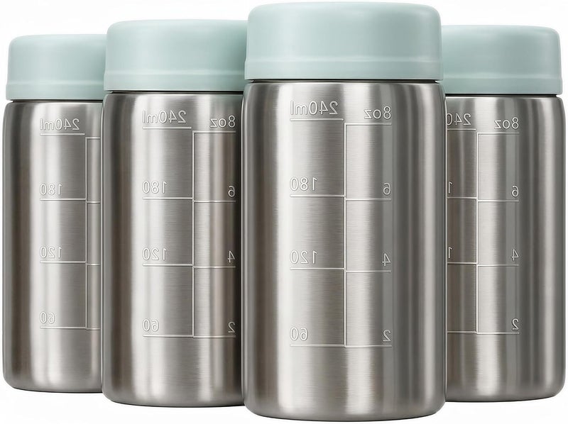 بابابليك Papablic Stainless Steel Breast Milk Storage Bottles, 8oz, 4-Pack - Image 1