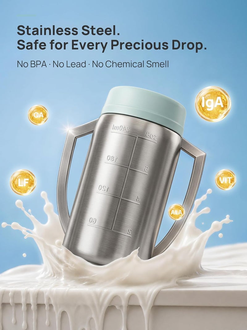 بابابليك Papablic Stainless Steel Breast Milk Storage Bottles, 8oz, 4-Pack - Image 2