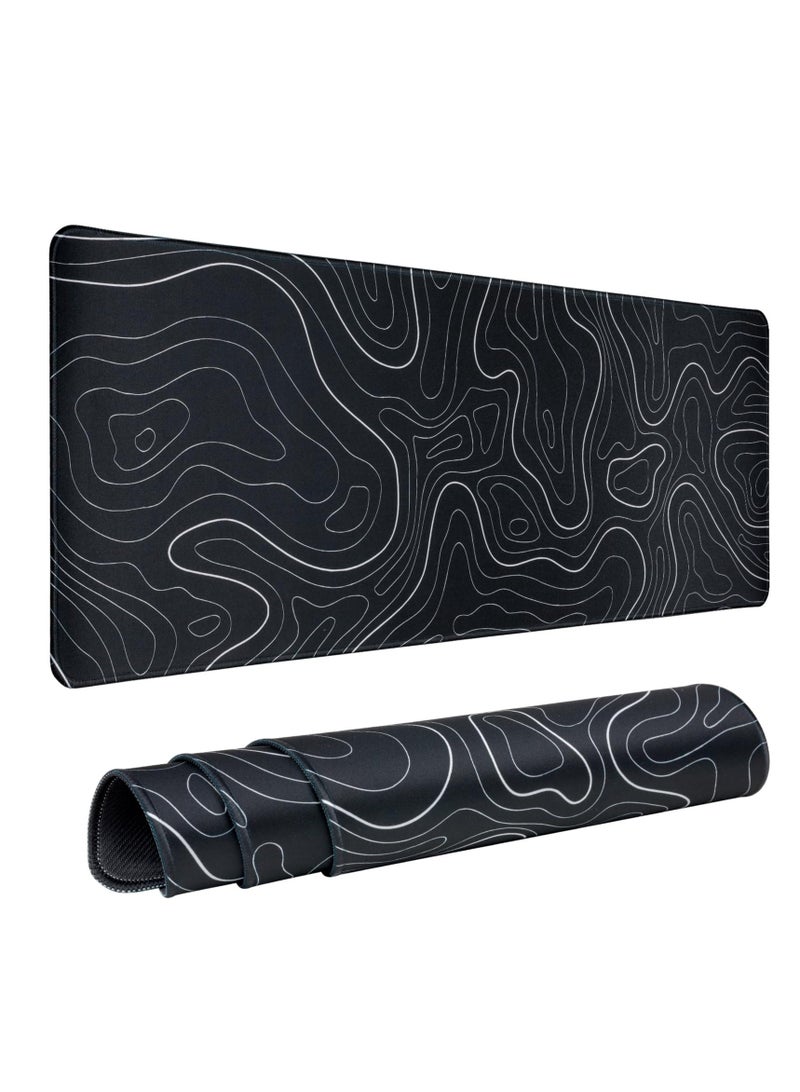 Flash Hawk Large Mouse Pad 900*400mm Size,Anti-Skid Gaming Mouse Pad Office Desk Mat Desk Pad for Computers Laptop Black/White - Image 1