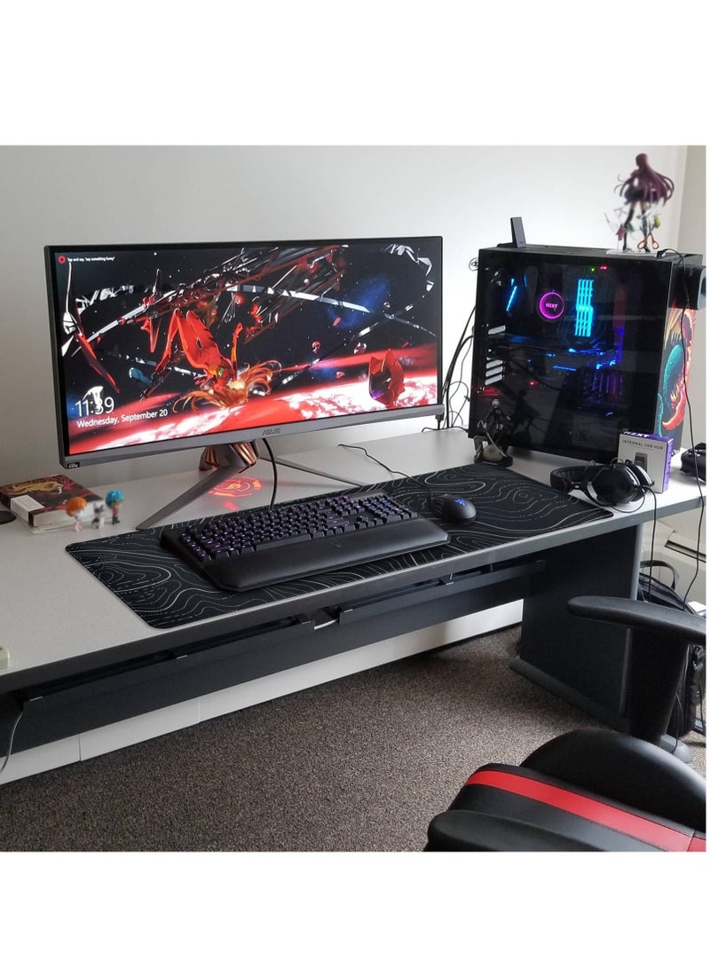 Flash Hawk Large Mouse Pad 900*400mm Size,Anti-Skid Gaming Mouse Pad Office Desk Mat Desk Pad for Computers Laptop Black/White - Image 5