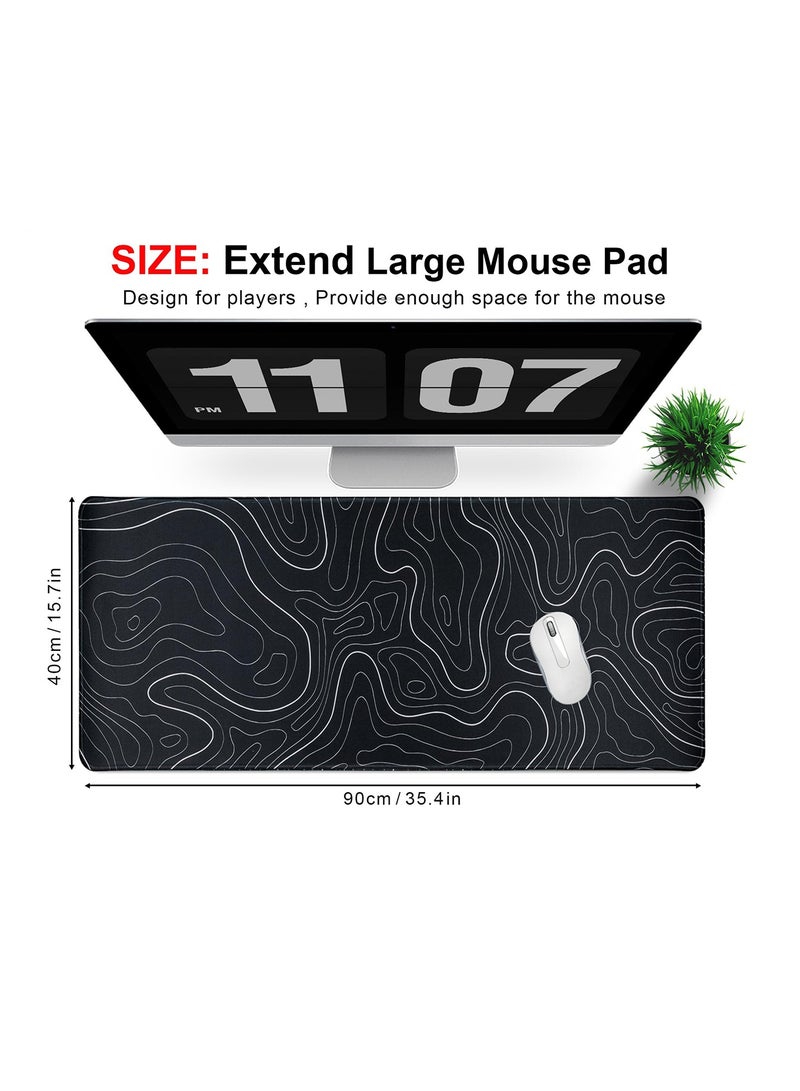 Flash Hawk Large Mouse Pad 900*400mm Size,Anti-Skid Gaming Mouse Pad Office Desk Mat Desk Pad for Computers Laptop Black/White - Image 2
