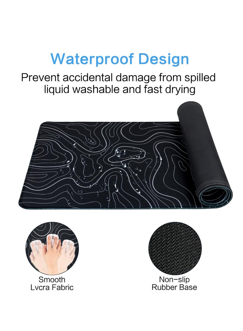 Flash Hawk Large Mouse Pad 900*400mm Size,Anti-Skid Gaming Mouse Pad Office Desk Mat Desk Pad for Computers Laptop Black/White - Image 3