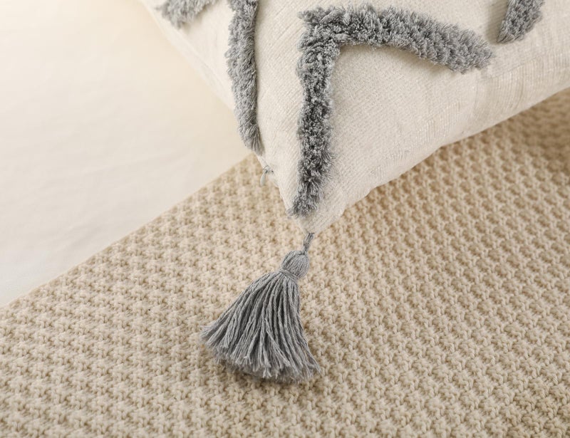 PANOD Decorative Long Lumbar Pillow Cover 12x32 Boho Super Soft Chenille Extra Long Lumbar Pillow Case Cover with Tassel for Bed Sofa Couch Farmhouse Livingroom Grey Modern Skinny - Image 5