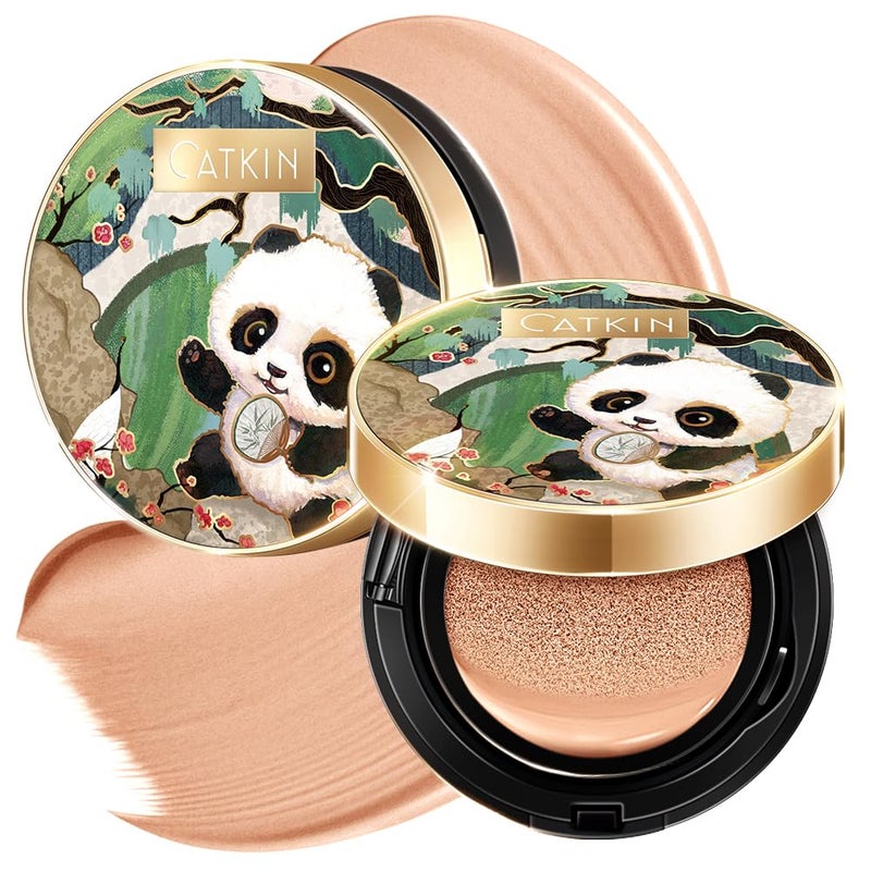 CATKIN Panda Land Full Coverage Cushion Fondation, Breathable Hydrating Nourishing Poreless Face Makeup Save for Sensitive Skin,Sheer Finish (C04 Buff) - Image 1