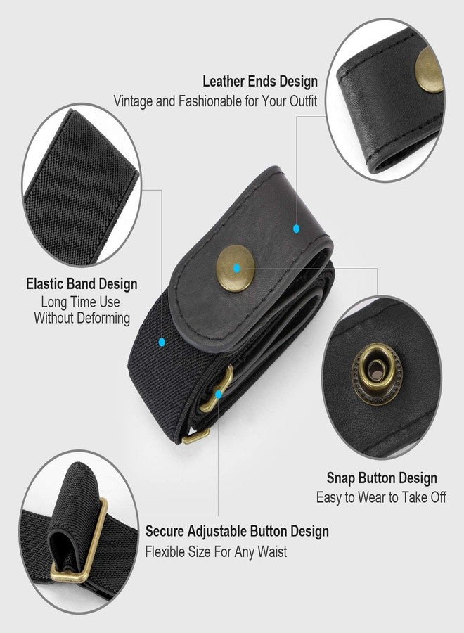 WHIPPY No Buckle Stretch No Show Belt for Men 1.38 inches Wide, Buckless Invisible Elastic Belt for Jeans Pants (Black, Small Size 30-48 inches) - Image 2