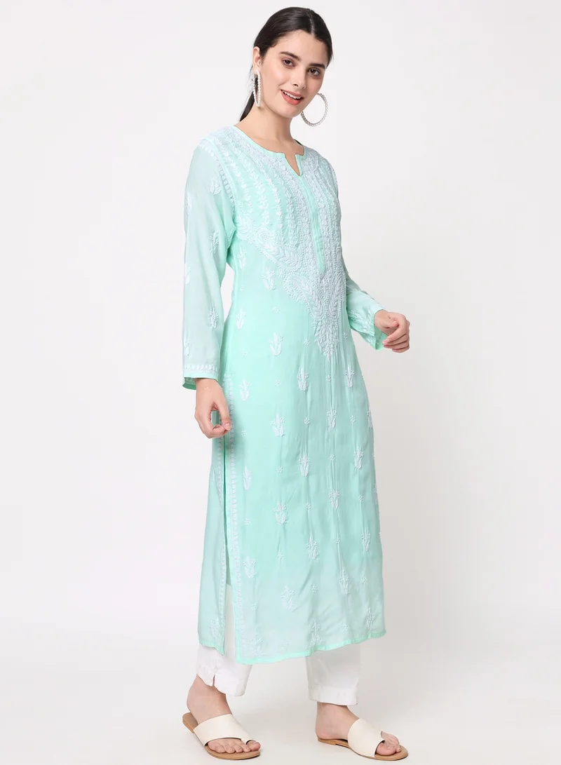 Alaya Women Hand Embroidered Chikankari Cotton Kurta-AL3584