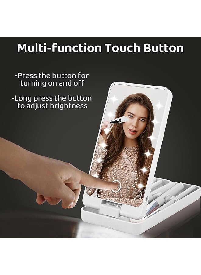 erorex Vanity Mirror With Light Portable Dressing Table Makeup Mirror With 12 Led Lights 5Pcs Brush 360¡Ãadjustable Touch Screen Lighted Desk Mirror 1000 Mah Usb Rechargeable Small Shaving Compact Mirror - Image 4