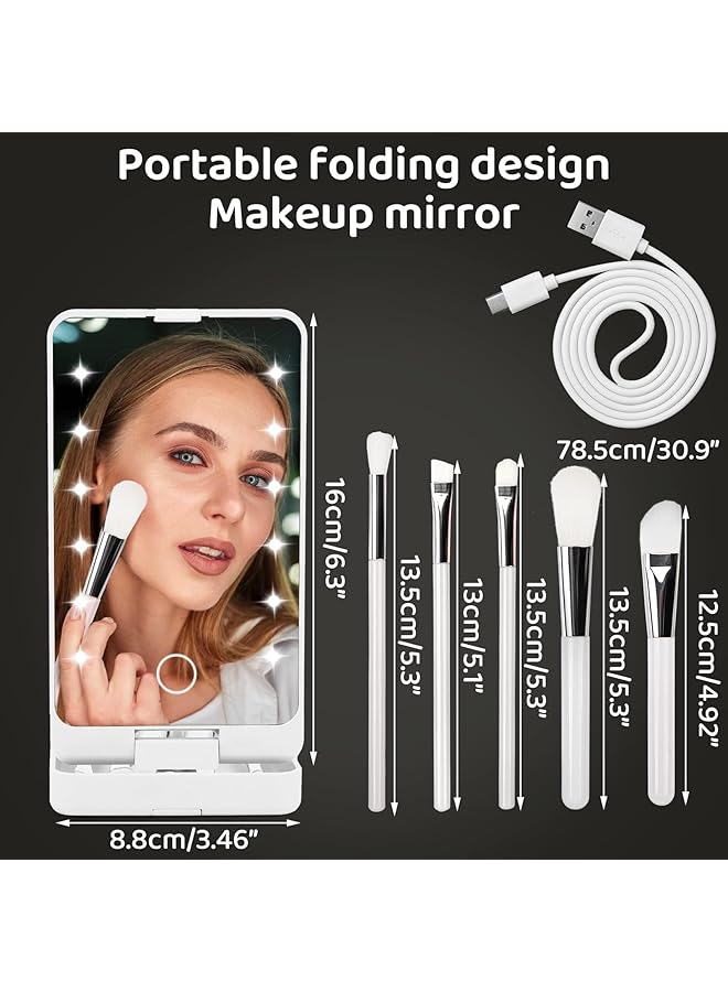 erorex Vanity Mirror With Light Portable Dressing Table Makeup Mirror With 12 Led Lights 5Pcs Brush 360¡Ãadjustable Touch Screen Lighted Desk Mirror 1000 Mah Usb Rechargeable Small Shaving Compact Mirror - Image 3