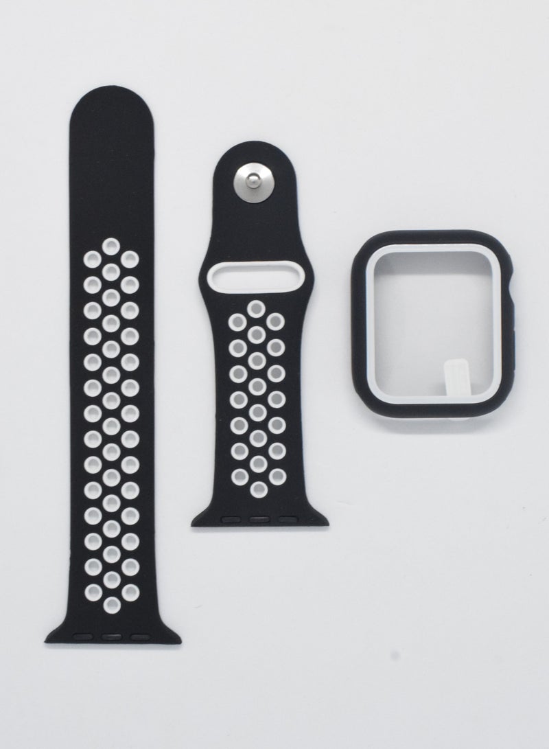 BORTONY Replacement Watch Band With Protective Screen Cover For Apple Series 7/6/5 Size 40/41mm - Image 3