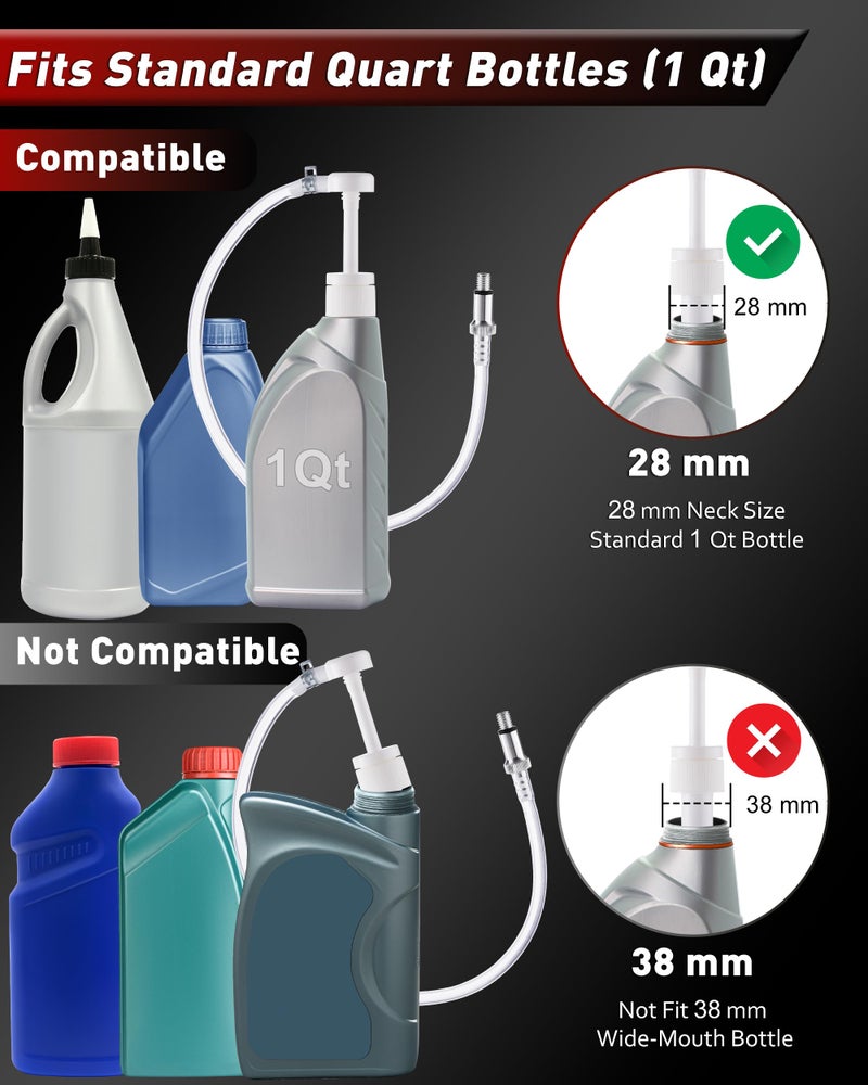 FAITIO Fluid Pump for Standard Quart Bottles, 8cc Pump per Stroke, Transfer Gear Oil, Differential & Tramsmission Fluid, Lower Unit Gear Oil Pump, 3 Adapters - Image 4