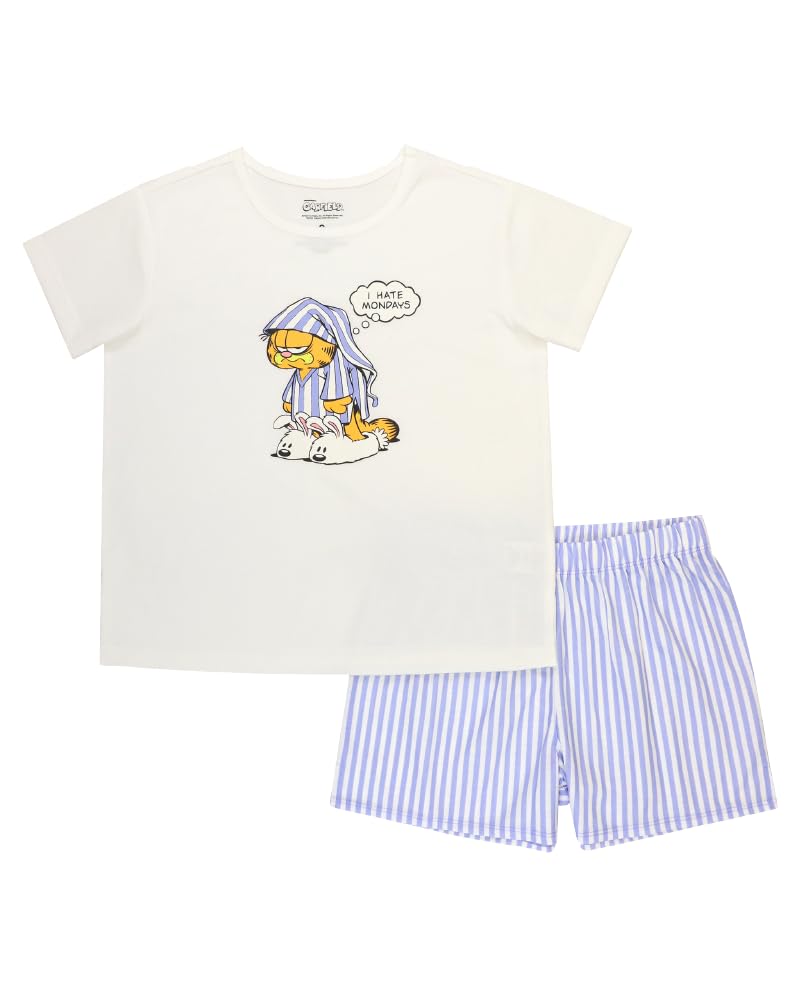 Garfield Girls' 2-Piece Loose-Fit Pajama Set, GRUMPY GARFIELD SHORTS, 6 - Image 1