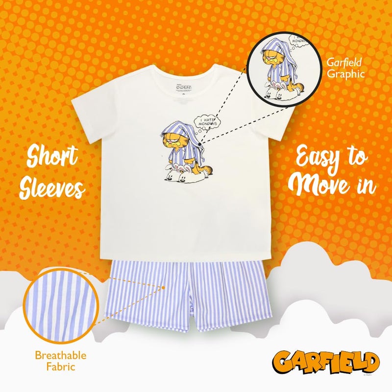 Garfield Girls' 2-Piece Loose-Fit Pajama Set, GRUMPY GARFIELD SHORTS, 6 - Image 4