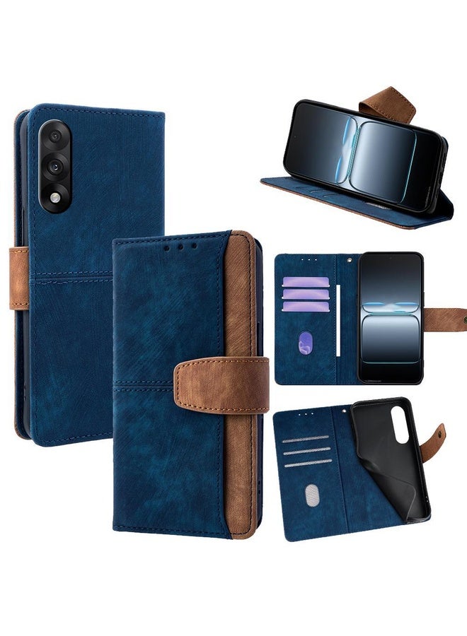 HuHa For OnePlus Ace 5 Ultra / Nord 5  Color Stitching Skin Feel Leather RFID Blocking Phone Case(Blue) - Image 1
