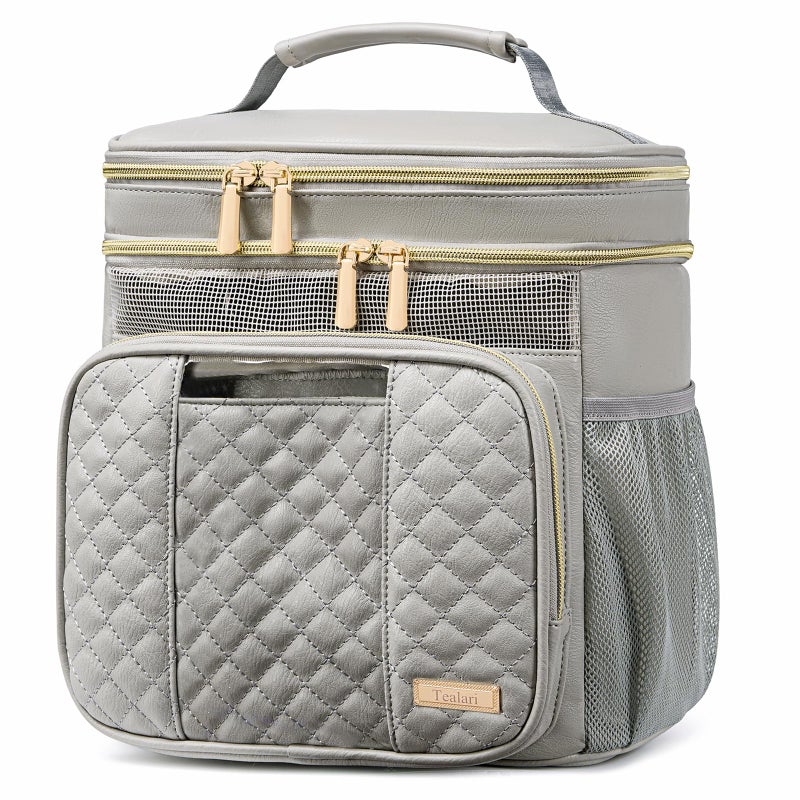 Tealari Large Leather Toiletry Bag for Women MenBathroom BagWater Resistant Shower BagMakeup BagPortable Shower Caddy for College DormHanging Travel Toiletry Bag with Transparent Waterproof Phone Pocket - Image 2