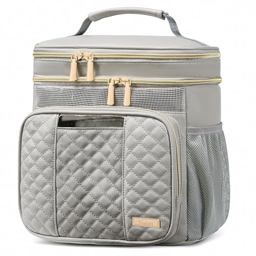 Tealari Large Leather Toiletry Bag for Women MenBathroom BagWater Resistant Shower BagMakeup BagPortable Shower Caddy for College DormHanging Travel Toiletry Bag with Transparent Waterproof Phone Pocket - Image 1