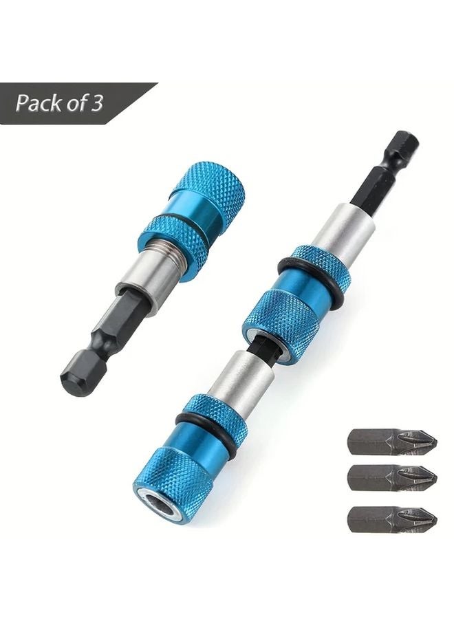 مجموعة مفكات مغناطيسية مقاومة للصدمات 3 قطع باللون الأزرق مع رؤوس سداسية وحاوية تخزين - Image 4