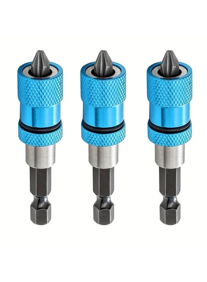 مجموعة مفكات مغناطيسية مقاومة للصدمات 3 قطع باللون الأزرق مع رؤوس سداسية وحاوية تخزين - Image 2