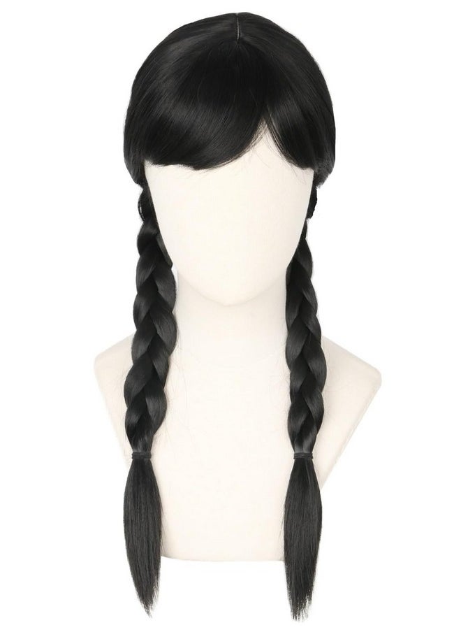 Topcosplay - Womens Wig Black Long Straight With 2 Braids Halloween Costume Party Wigs - Image 1