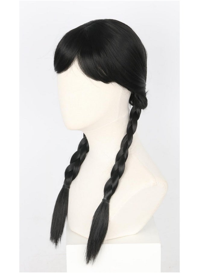 Topcosplay - Womens Wig Black Long Straight With 2 Braids Halloween Costume Party Wigs - Image 1